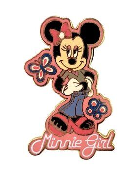 Vintage Disney Minnie Girl Enamel Pin Mouse Butterfly 2002 Trading Collectible